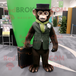 Forest Green Capuchin Monkey mascot costume character dressed with a Suit Jacket and Wallets