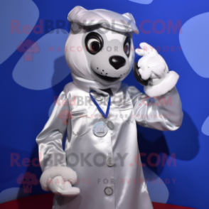 Silver Phone mascot costume character dressed with a Poplin Shirt and Gloves