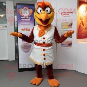 nan Tandoori Chicken mascot costume character dressed with a Waistcoat and Cufflinks