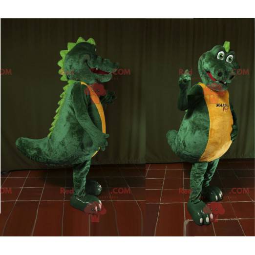 Mascote gigante crocodilo verde e amarelo - Redbrokoly.com