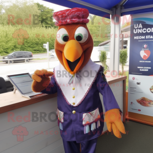 nan Tandoori Chicken mascot costume character dressed with a Waistcoat and Cufflinks