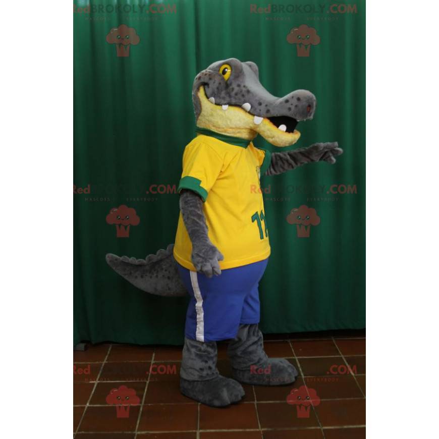 Grå og gul alligator krokodille maskot - Redbrokoly.com