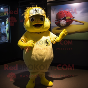 nan Canary mascot costume character dressed with a Baseball Tee and Headbands