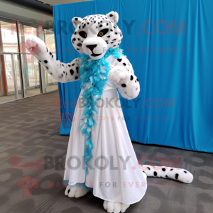 Cyan Leopard maskot kostume...