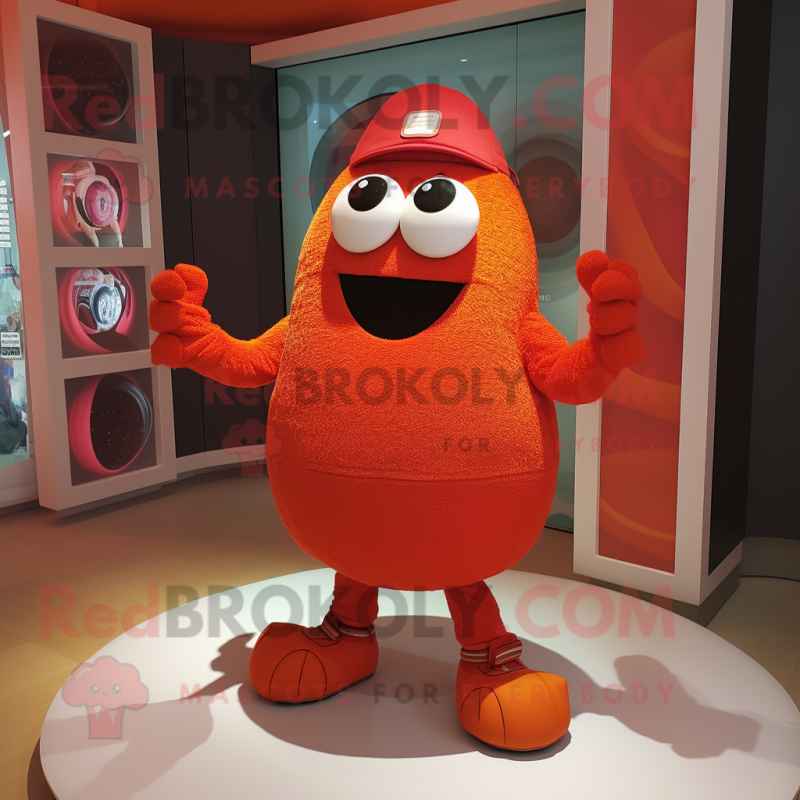 Red Orange mascot costume character dressed with a Shorts and Bracelets