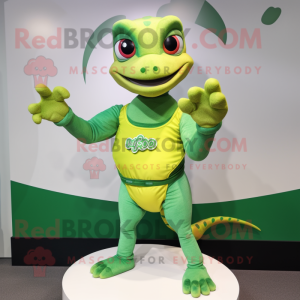 Grønn Geckos maskot drakt...