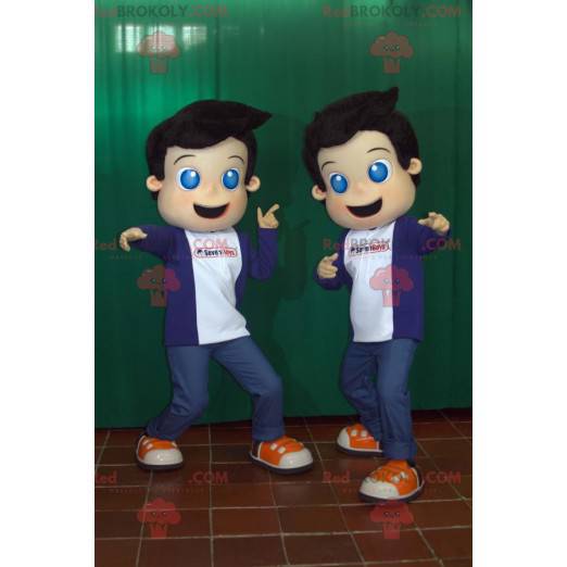 2 mascotas de niños con ojos azules. Mascotas para niños -