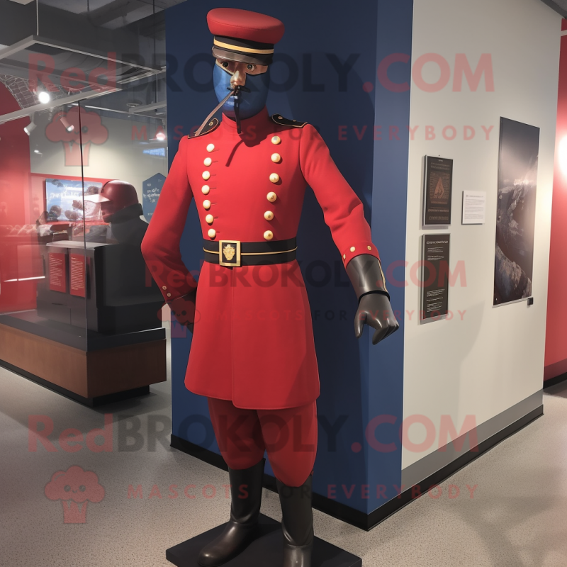 Red Civil War Soldier mascot costume character dressed with a Rash Guard and Caps