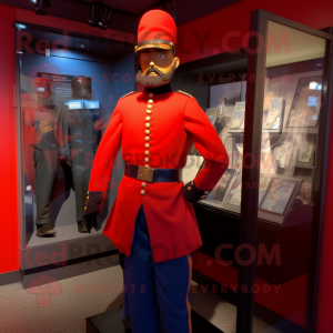 Red Civil War Soldier mascot costume character dressed with a Rash Guard and Caps