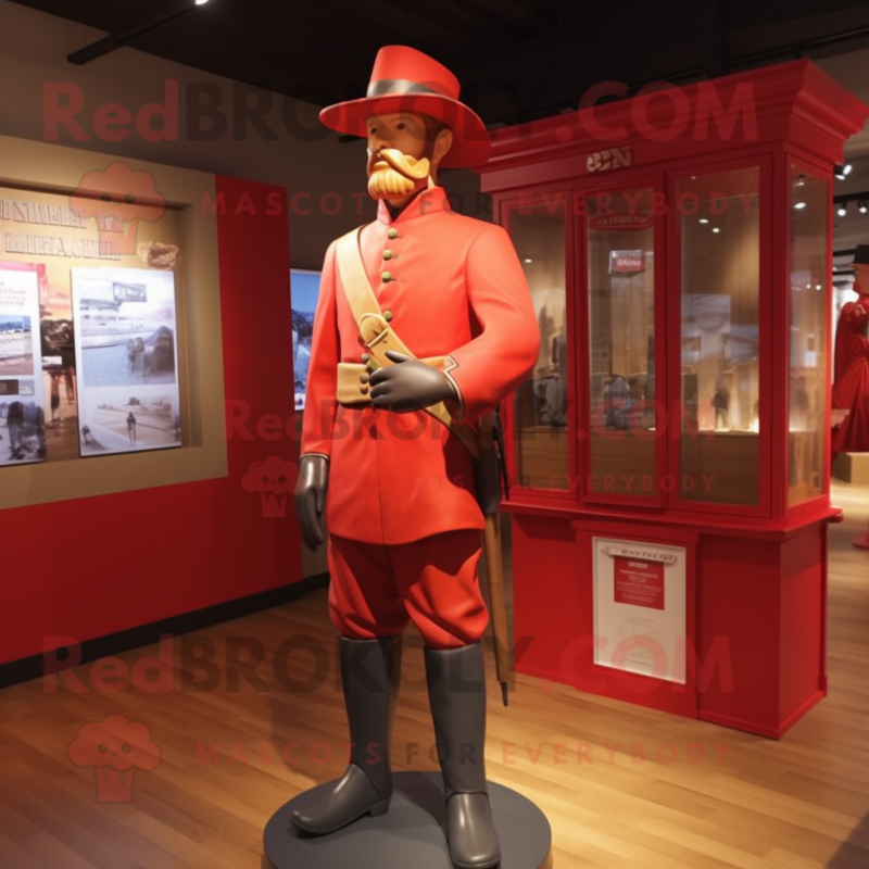 Red Civil War Soldier mascot costume character dressed with a Rash Guard and Caps Red Civil War Soldier mascot costume character dressed with a Rash Guard and Caps