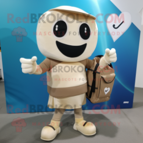 Beige Arrow Of Love mascot costume character dressed with a Tank Top and Messenger bags