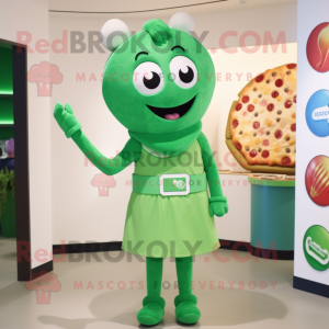 Grön Pizza maskot kostym...