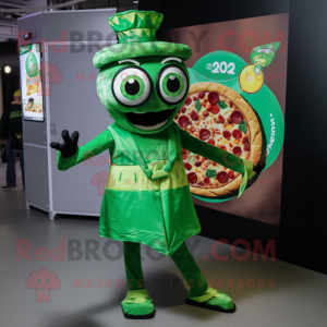 Grønn Pizza maskot drakt...
