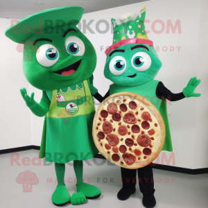 Grønn Pizza maskot drakt...