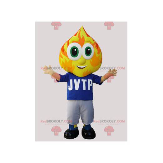 Snowman mascot with the head in the form of a flame -