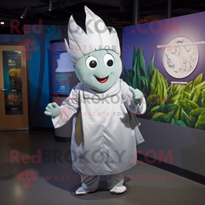 Silver Onion mascot costume character dressed with a Windbreaker and Wraps