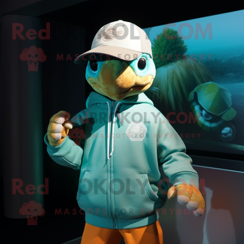 nan Sea Turtle mascot costume character dressed with a Sweatshirt and Caps nan Sea Turtle mascot costume character dressed with a Sweatshirt and Caps