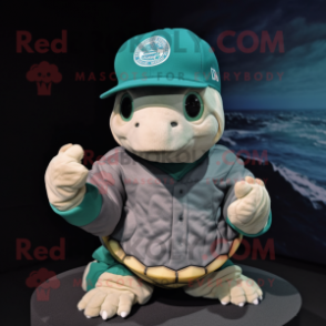 nan Sea Turtle mascot costume character dressed with a Sweatshirt and Caps