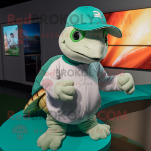 nan Sea Turtle mascot costume character dressed with a Sweatshirt and Caps