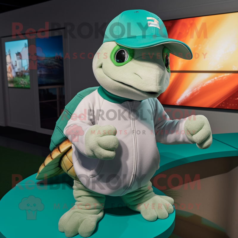 nan Sea Turtle mascot costume character dressed with a Sweatshirt and Caps nan Sea Turtle mascot costume character dressed with a Sweatshirt and Caps