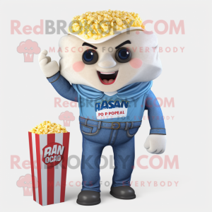 nan Pop Corn mascot costume character dressed with a Jeans and Wraps