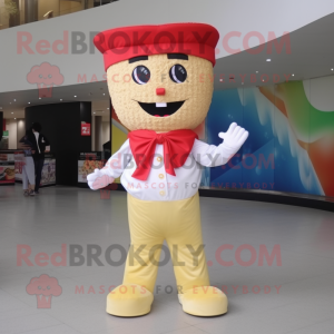 nan Pop Corn mascot costume character dressed with a Jeans and Wraps