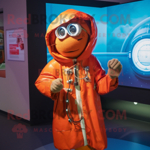 Rust Gyro mascot costume character dressed with a Raincoat and Bracelets