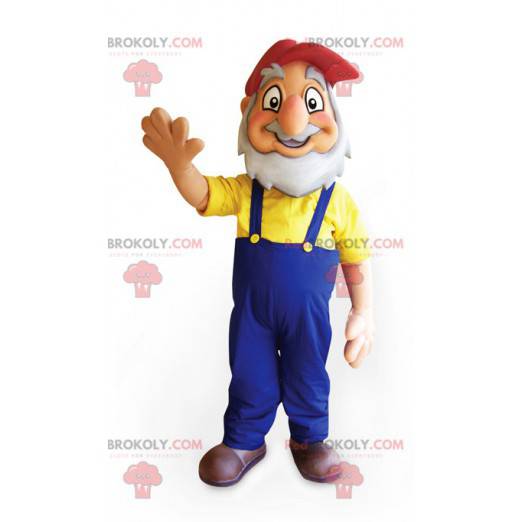 Bärtiges Opa-Bauernmaskottchen mit Overalls - Redbrokoly.com