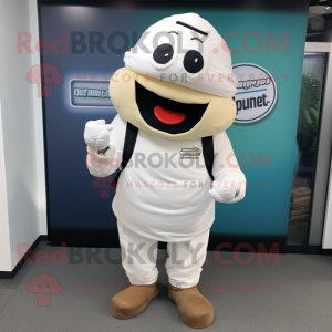 White Burgers mascot costume character dressed with a Cargo Pants and Beanies