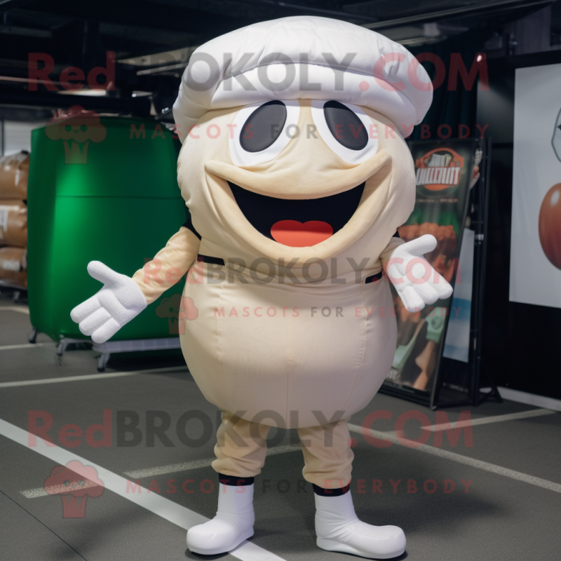 White Burgers mascot costume character dressed with a Cargo Pants and Beanies White Burgers mascot costume character dressed with a Cargo Pants and Beanies