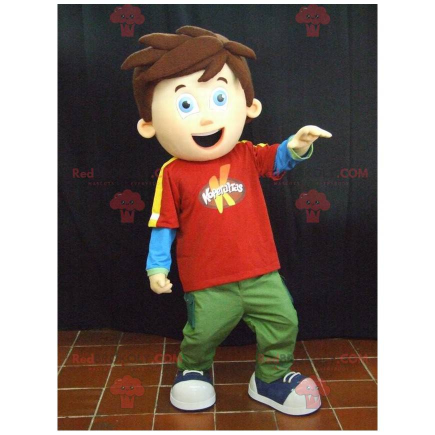 Little boy mascot with brown hair - Redbrokoly.com