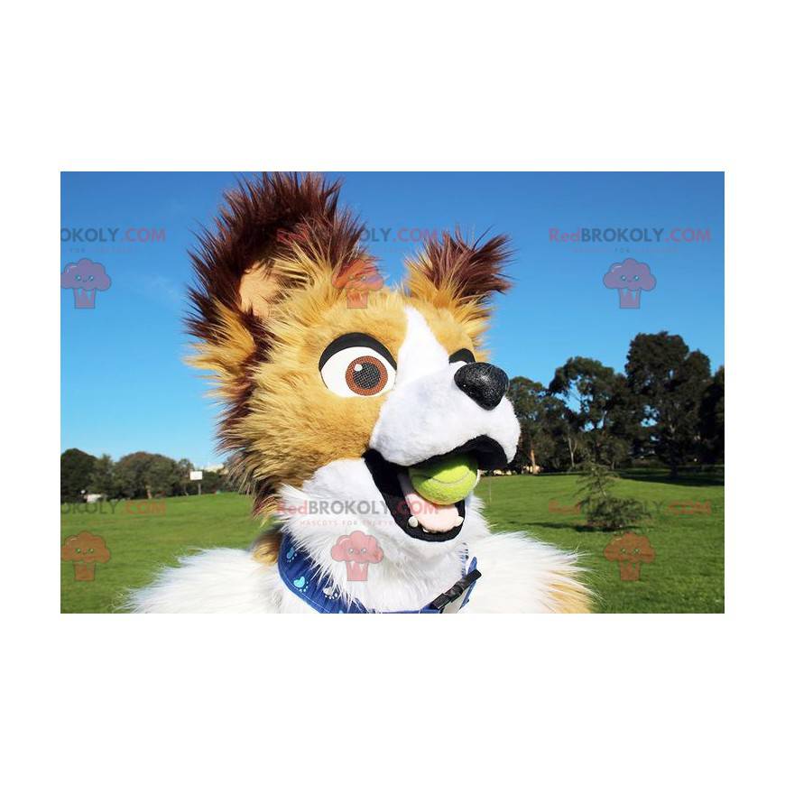 Wit beige en bruine hond mascotte - Redbrokoly.com
