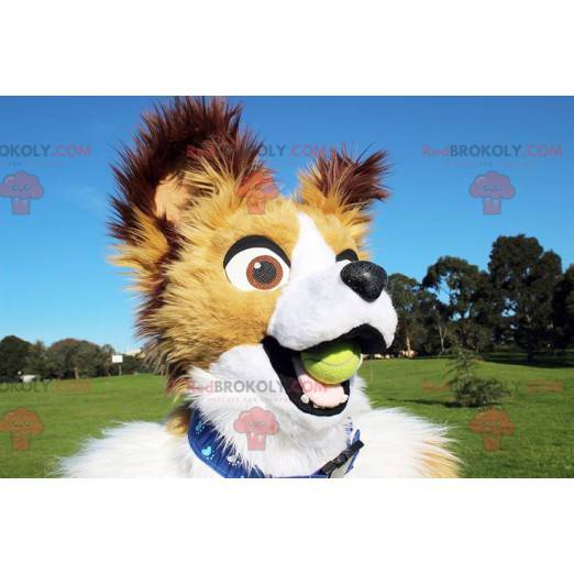 Wit beige en bruine hond mascotte - Redbrokoly.com