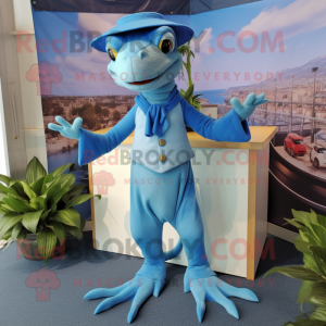 Sky Blue Lizard maskot...