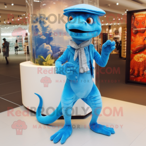 Sky Blue Lizard maskot...