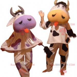 2 mascotte di mucca che sporgono la lingua - Redbrokoly.com