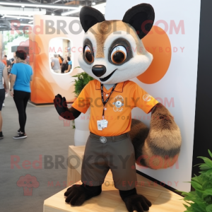 Orange Civet mascot costume character dressed with a Poplin Shirt and Watches