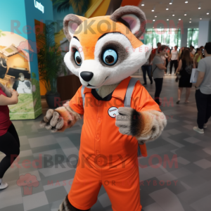 Orange Civet mascot costume character dressed with a Poplin Shirt and Watches