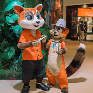 Orange Civet mascot costume character dressed with a Poplin Shirt and Watches