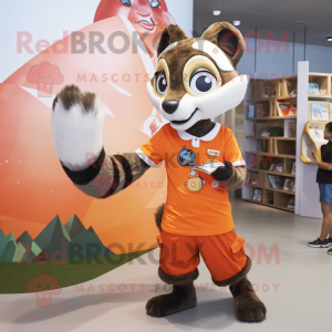 Orange Civet mascot costume character dressed with a Poplin Shirt and Watches