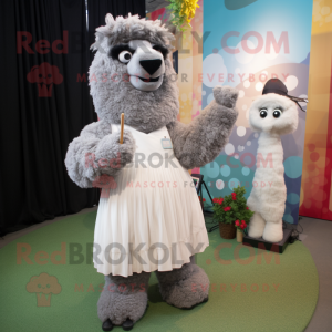 Grå Alpaca maskot kostume...