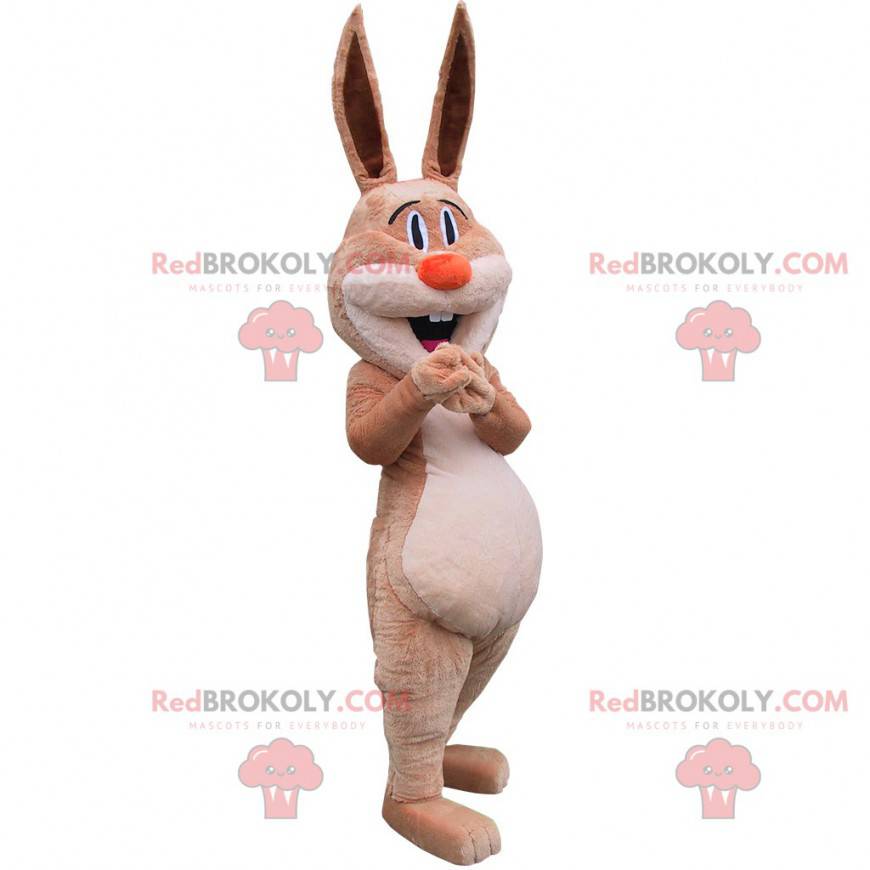 Mascotte de lapin géant marron et beige doux et mignon -