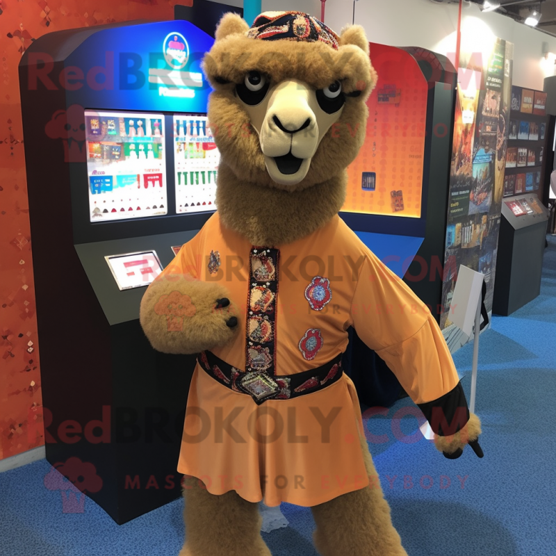 nan Camel mascot costume character dressed with a Rash Guard and Lapel pins