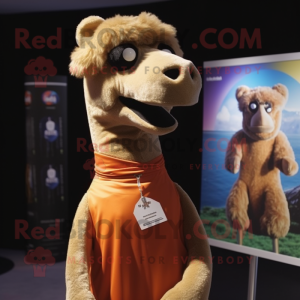 nan Camel mascot costume character dressed with a Rash Guard and Lapel pins