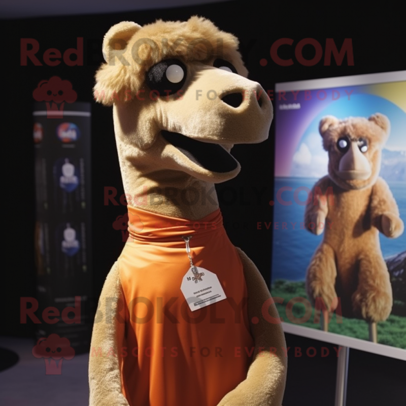 nan Camel mascot costume character dressed with a Rash Guard and Lapel pins nan Camel mascot costume character dressed with a Rash Guard and Lapel pins