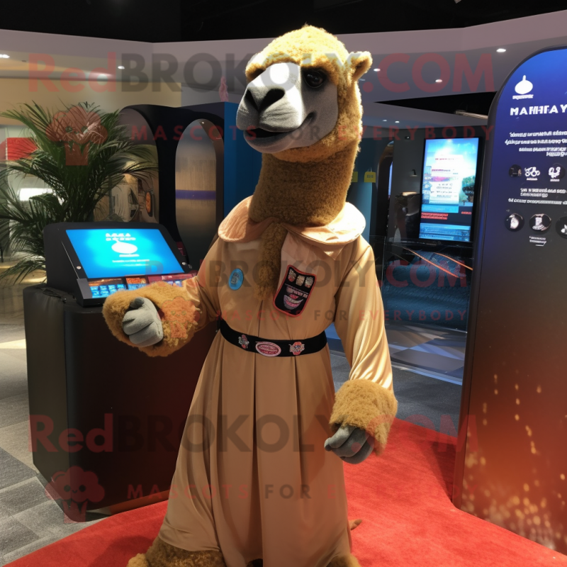 nan Camel mascot costume character dressed with a Rash Guard and Lapel pins