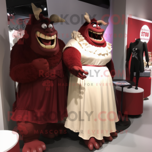 Rödbrun Ogre maskot kostym...