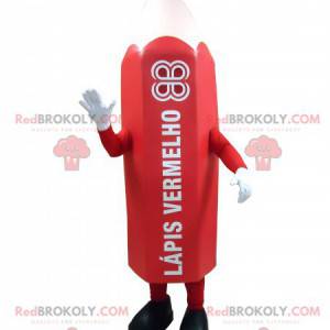 Lápis vermelho gigante de mascote. Mascote da caneta -