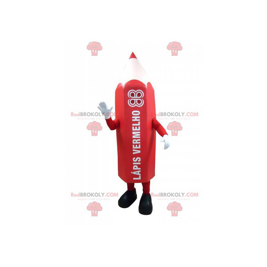 Mascot lápiz rojo gigante. Mascota de la pluma - Redbrokoly.com