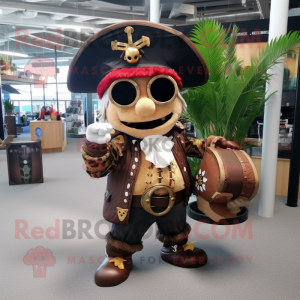 Brown Pirate mascot costume character dressed with a Bikini and Briefcases